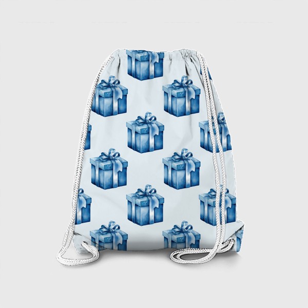 Рюкзак «Голубые акварельные подарки. Бесшовный узор»
