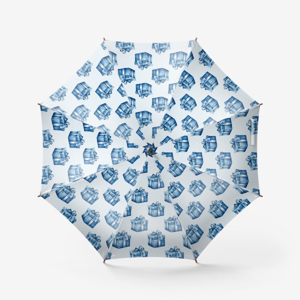 Зонт «Голубые акварельные подарки. Бесшовный узор»