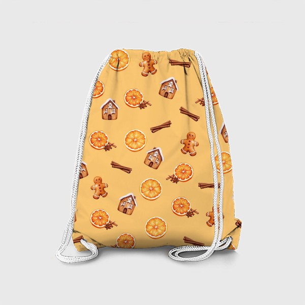 Рюкзак «Акварельный узор, печенье, корица, апельсин. »