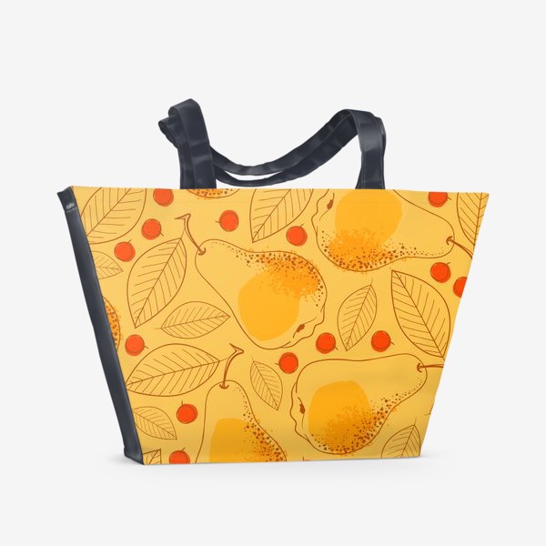 Пляжная сумка «Красные ягоды и желтые груши»