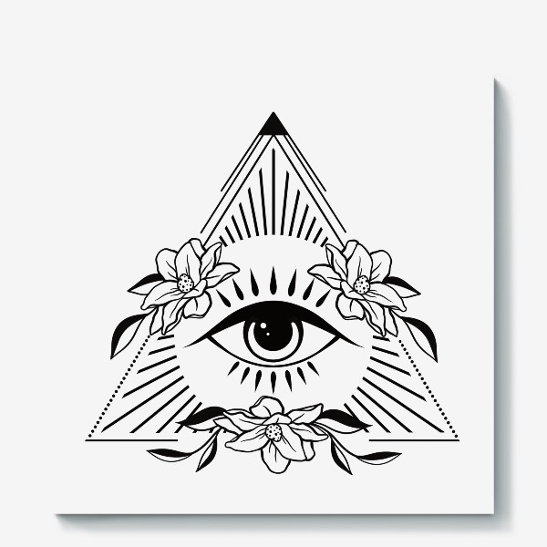 Холст «Всевидящее око. Цветочный символ.»