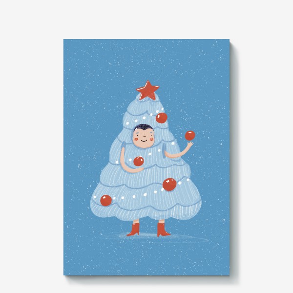 Холст «Новогодняя открытка Елочка на праздник к нам пришла»
