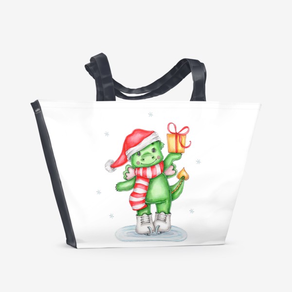 Пляжная сумка «Дракончик на коньках с подарком :)»