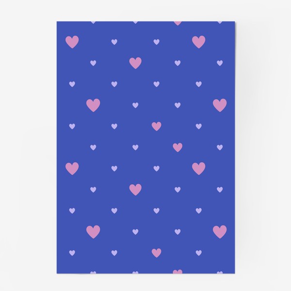 Постер «Сердечки на синем фоне»