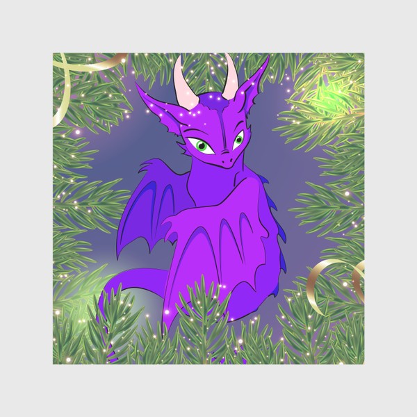Скатерть «Фиолетовый дракончик в еловых ветках»