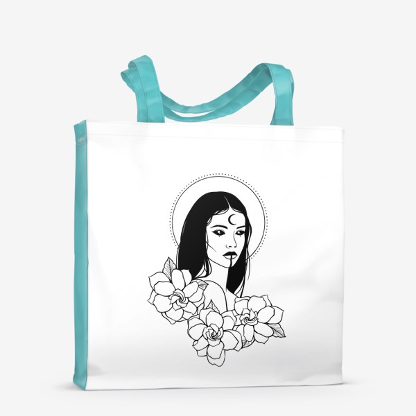 Сумка-шоппер «Мистическая дева и цветы»