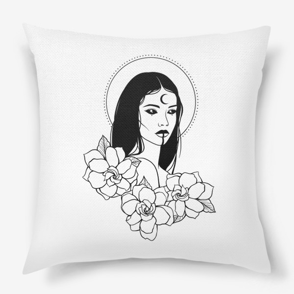 Подушка «Мистическая дева и цветы»