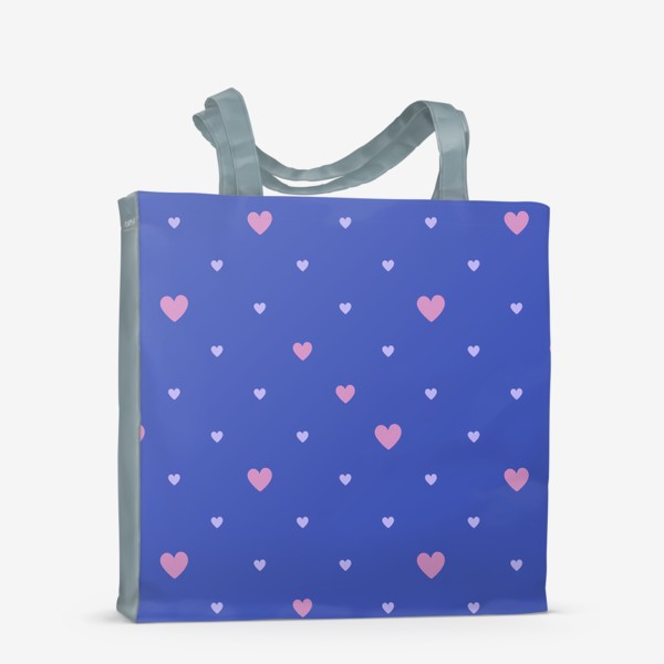 Сумка-шоппер «Сердечки на синем фоне»