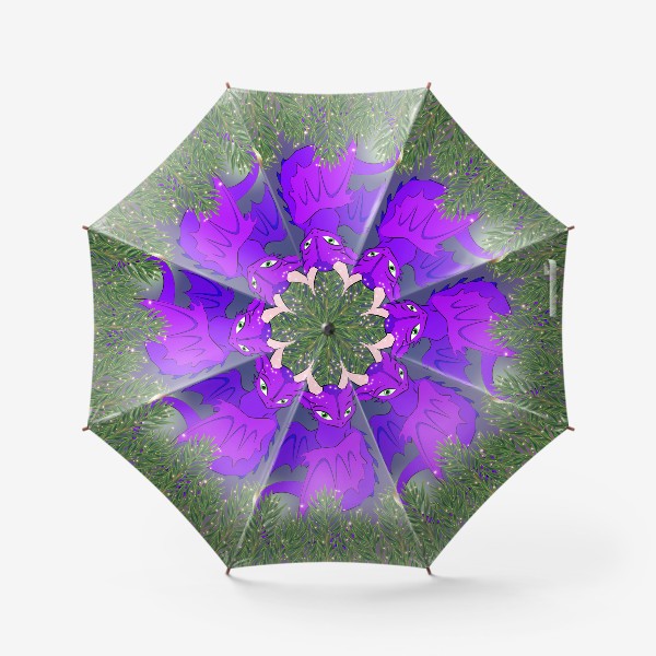 Зонт «Фиолетовый дракончик в еловых ветках»