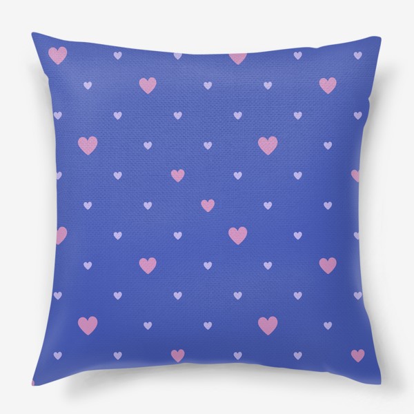 Подушка «Сердечки на синем фоне»
