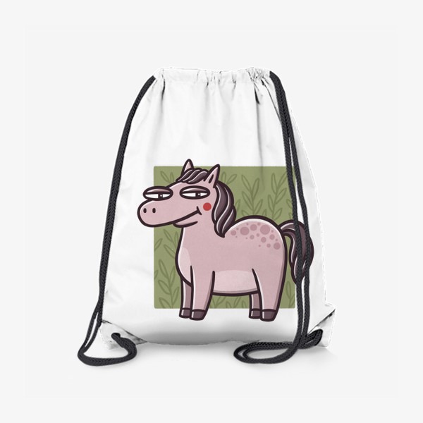 Рюкзак «Забавный конь на фоне веточек. Лошадь»