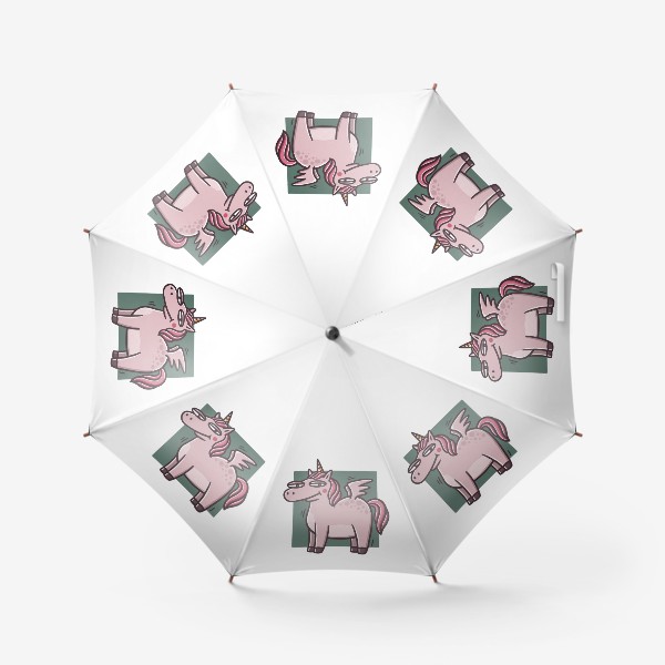 Зонт «Забавный розовый единорог. Магия. Фэнтези»