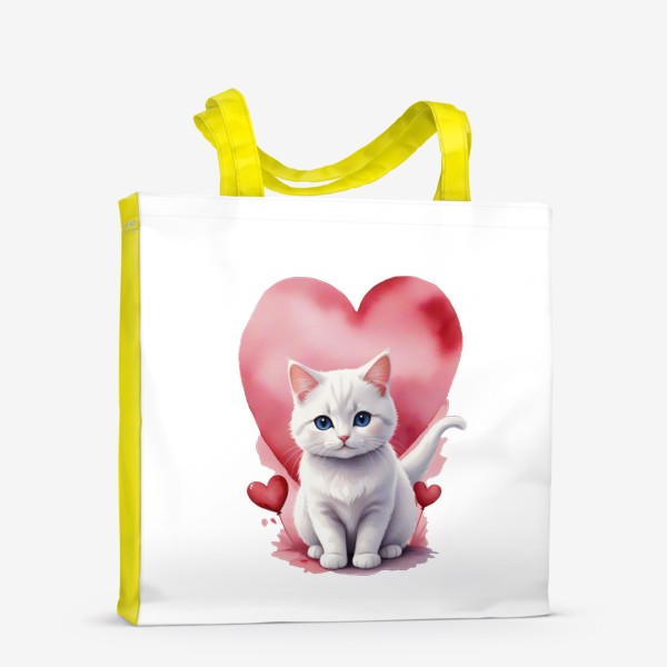 Сумка-шоппер &laquo;Милый акварельный кот подарок любимой на день св. Валентина &raquo;