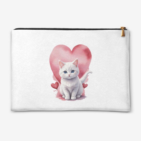 Косметичка «Милый акварельный кот подарок любимой на день св. Валентина »