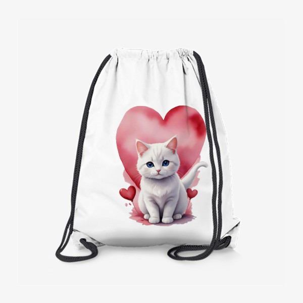 Рюкзак «Милый акварельный кот подарок любимой на день св. Валентина »