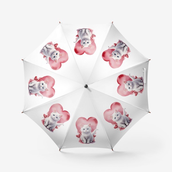 Зонт «Милый акварельный кот подарок любимой на день св. Валентина »
