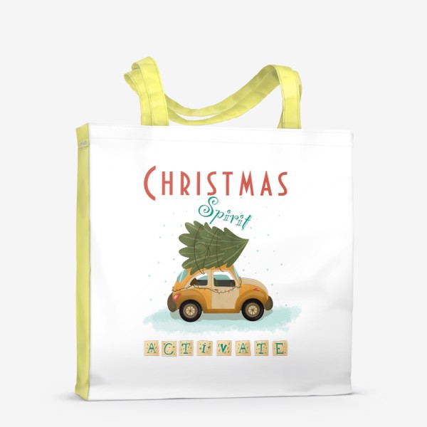 Сумка-шоппер «Машина и ёлка, Рождество Новый год!»