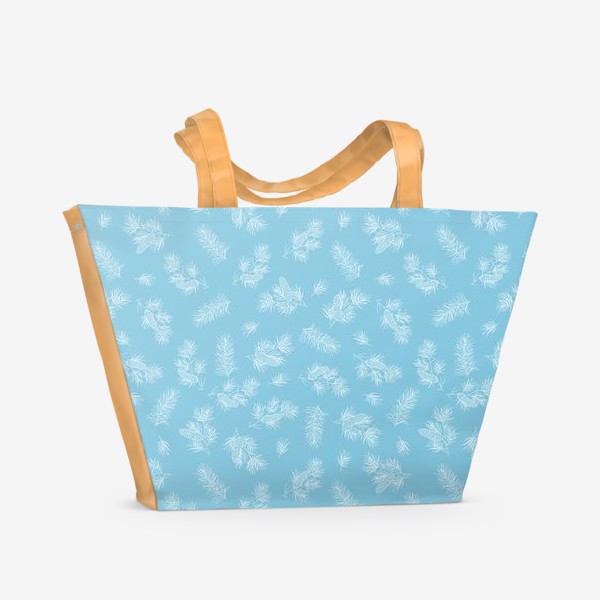 Пляжная сумка «Сосновые веточки и шишки на голубом»