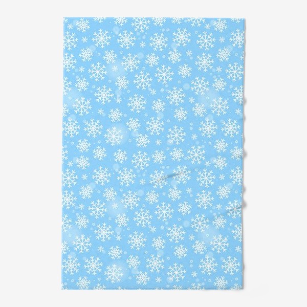 Полотенце «Снежинки на голубом»