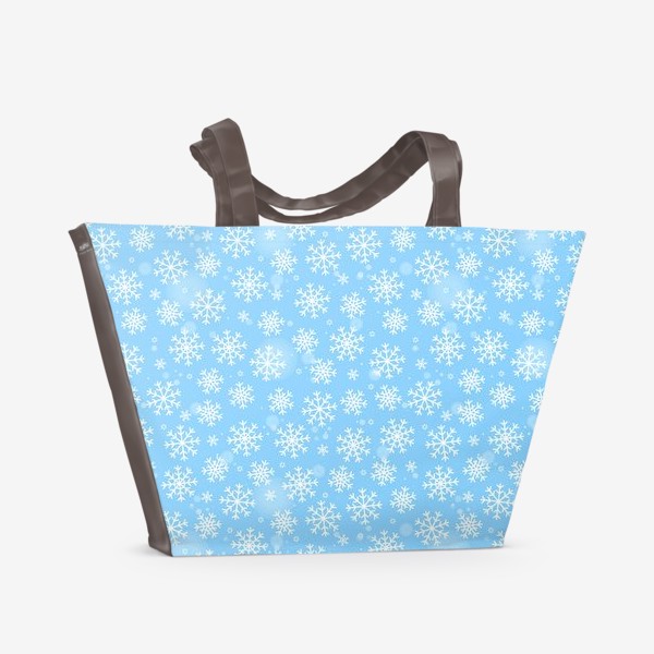 Пляжная сумка «Снежинки на голубом»