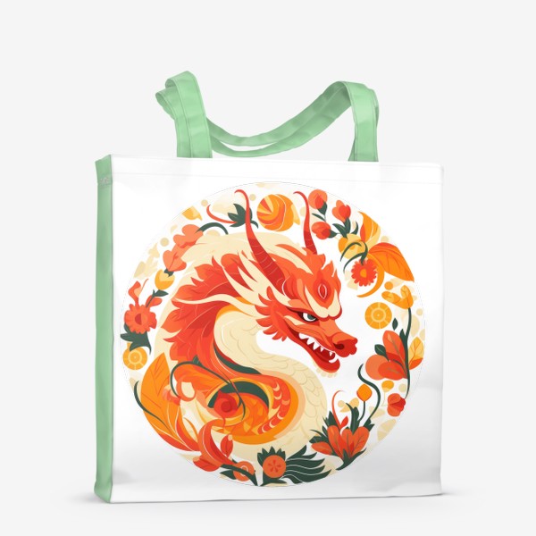 Сумка-шоппер «Китайский дракон в русском стиле. Хохлома 2024»