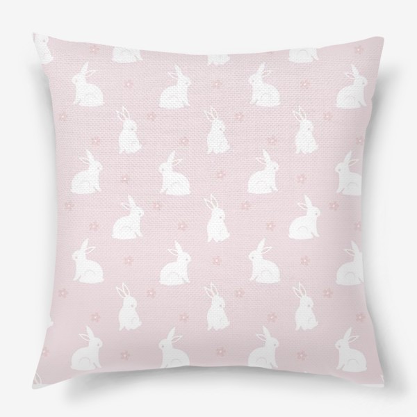 Подушка «Кролики на розовом»