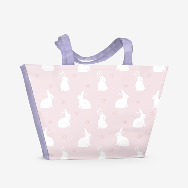 Пляжная сумка «Кролики на розовом»
