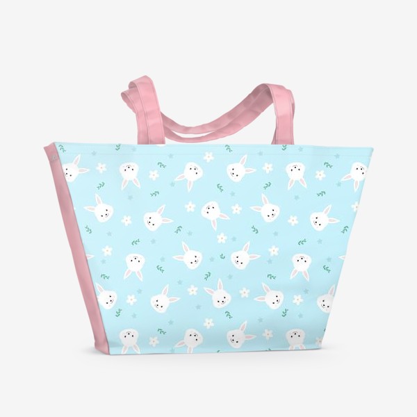 Пляжная сумка «Милые зайки с цветочками»