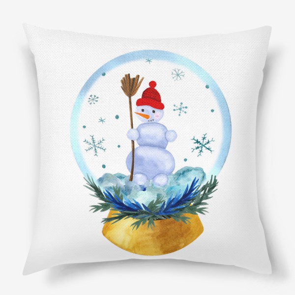 Подушка «Снежный шар со снеговиком»