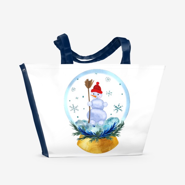 Пляжная сумка «Снежный шар со снеговиком»