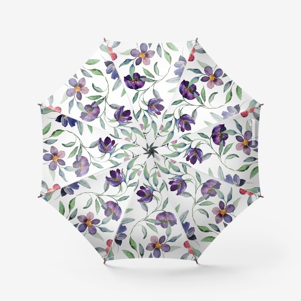 Зонт &laquo;Акварельные цветы на белом&raquo;