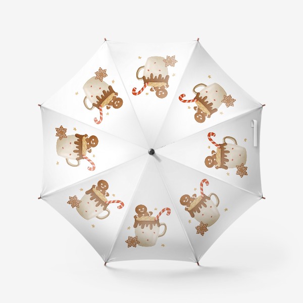 Зонт «Кружка кофе с маршмеллоу и имбирным пряником»