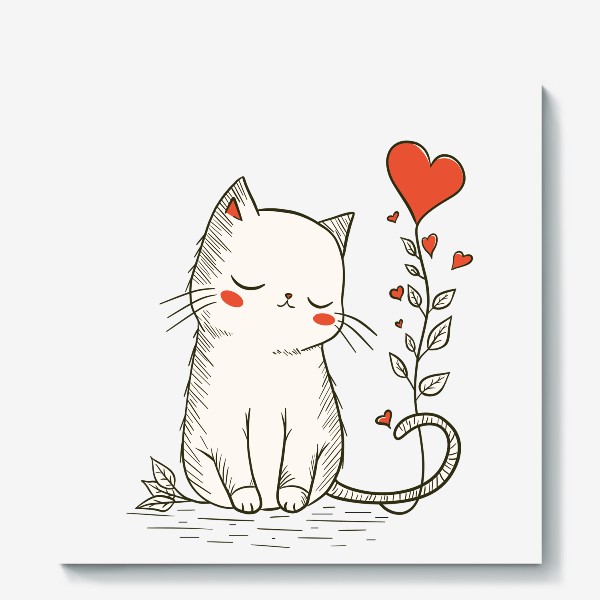 Холст «Котенок со цветком любви»