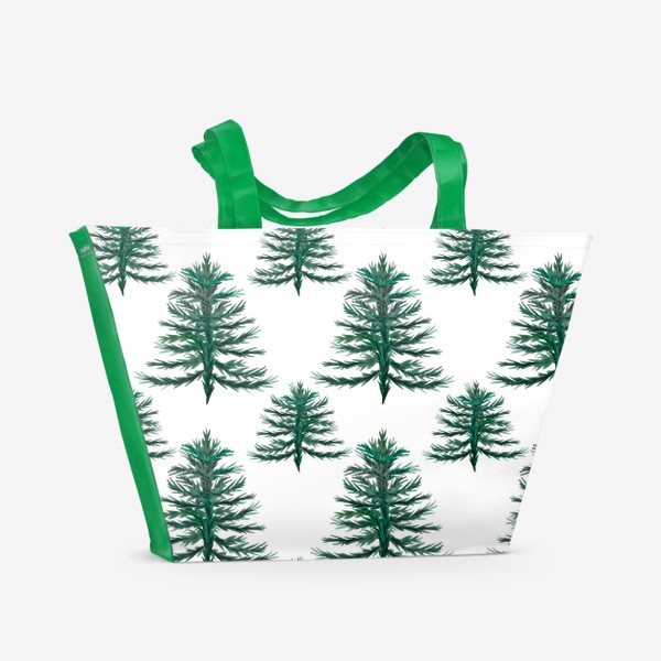 Пляжная сумка «Паттерн ёлочки в лесу»