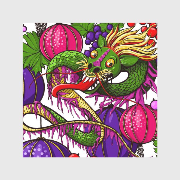 Скатерть «Дракончик, ягоды и китайские фонарики. Год дракона»