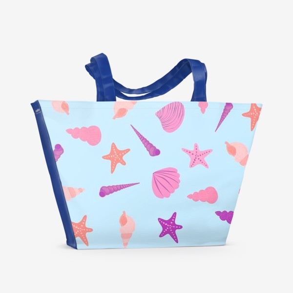 Пляжная сумка «Розовые морские ракушки патттерн»