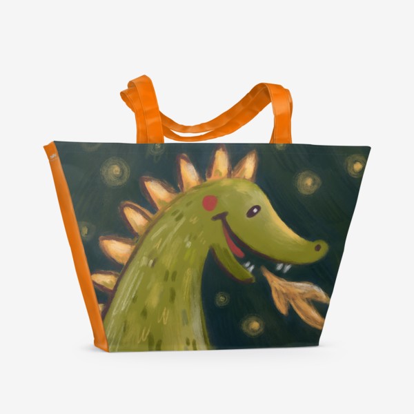 Пляжная сумка &laquo;Веселый дракон и подарок. Новый год 2024. Пастель&raquo;