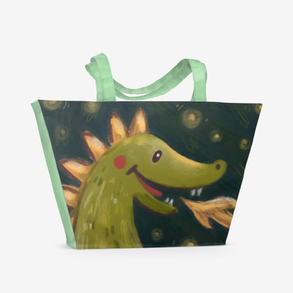 Пляжная сумка &laquo;Веселый дракон. Новый год 2024. Пастель&raquo;