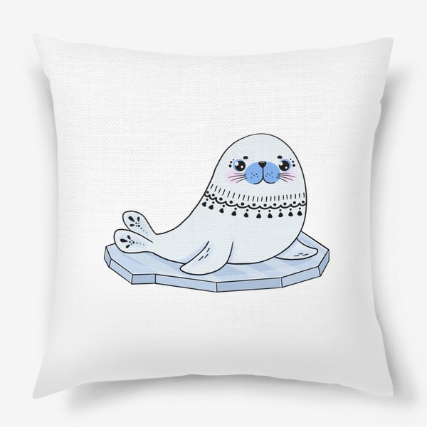 Подушка «Морской котик (тюлень) на льдине»
