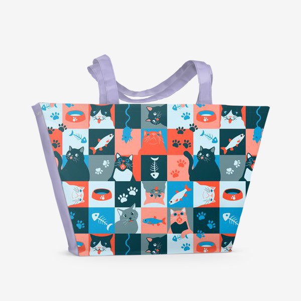 Пляжная сумка «Смешные мемные коты»
