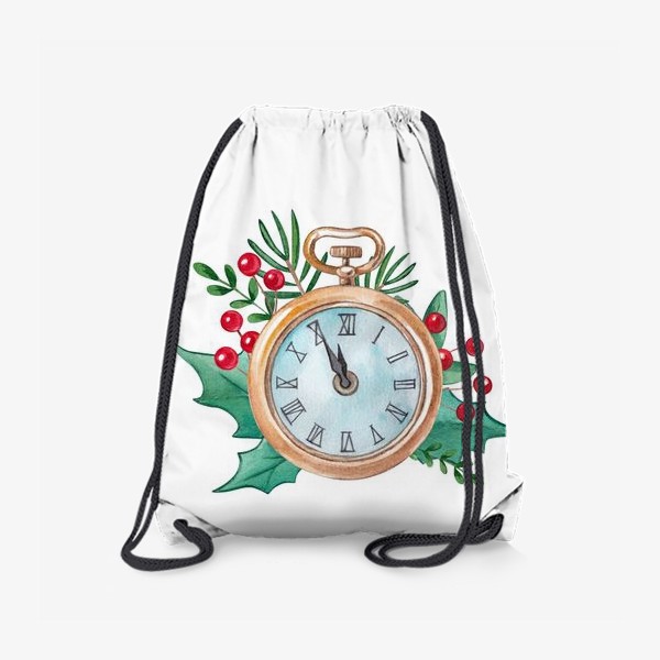 Рюкзак «Новогодние часы. Акварельная иллюстрация»