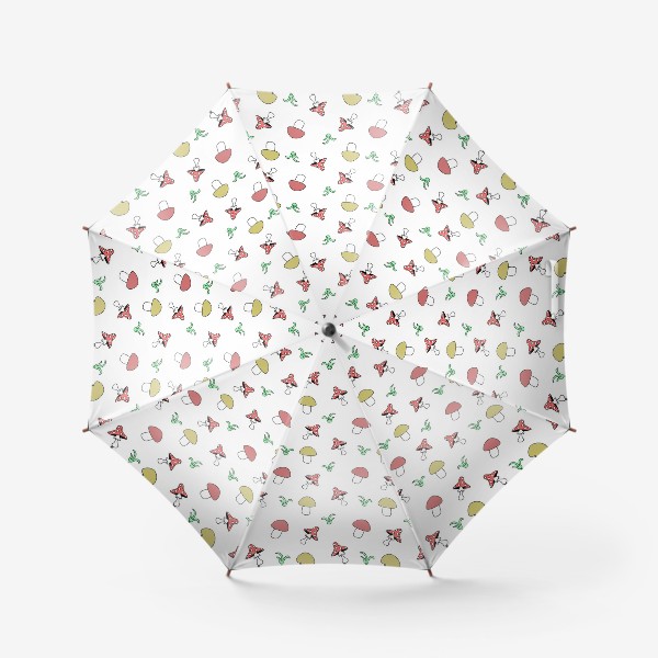 Зонт «детский бесшовный паттерн с разными грибами»