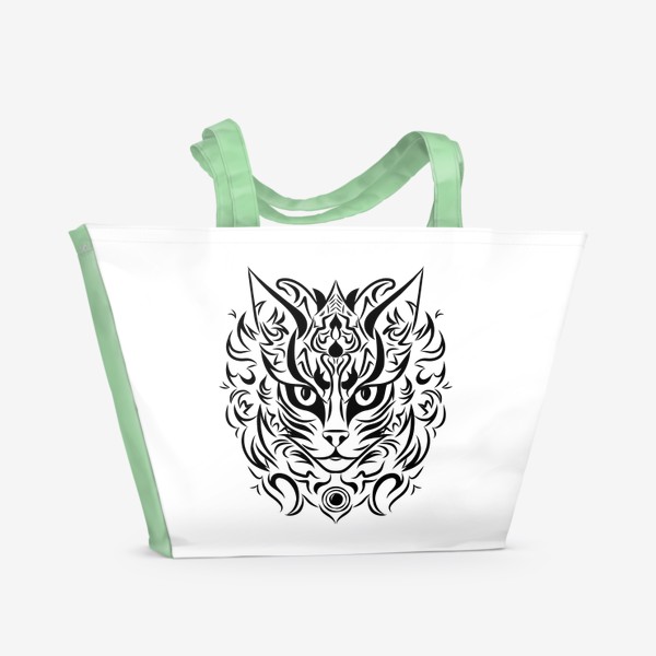 Пляжная сумка «Кот воин - дракон»