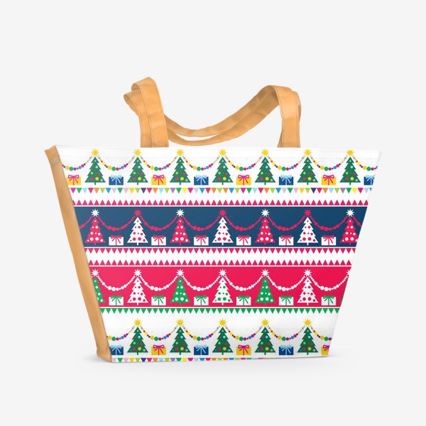 Пляжная сумка «Елочки и подарки»