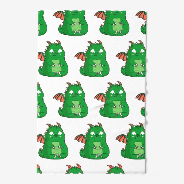 Полотенце «узор с забавным зеленым дракошей»
