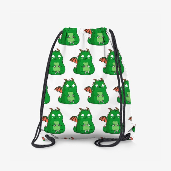 Рюкзак «узор с забавным зеленым дракошей»