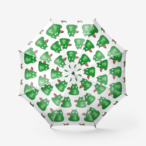 Зонт «узор с забавным зеленым дракошей»