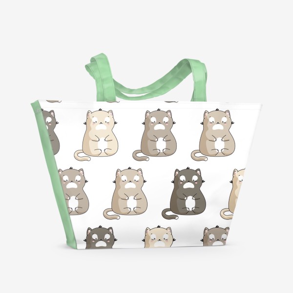 Пляжная сумка «узор с милыми котятами в пастельных тонах»