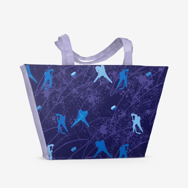 Пляжная сумка «динамичный узор с аттакующими хоккеистами»