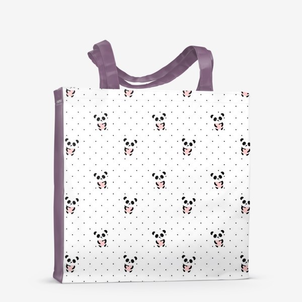 Сумка-шоппер «Милые панды и сердечки»